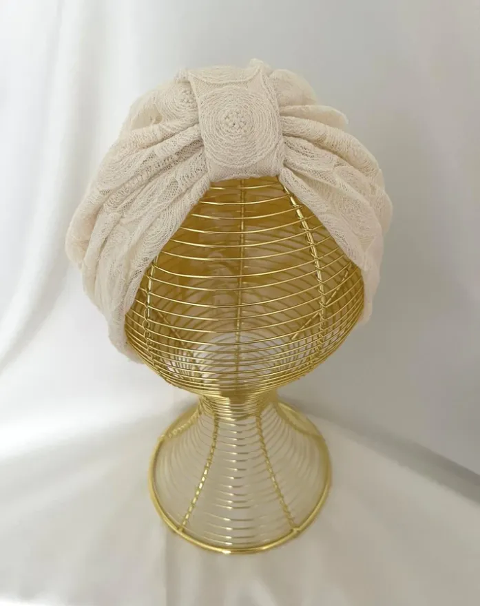 Turban en dentelle, made in france, Baïa creation