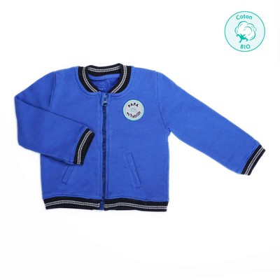 Teddy sweatshirt enfant 100% coton bio "Tchouk" bleu cobalt