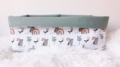 Panière à couches avec prénom brodé "Lapins"