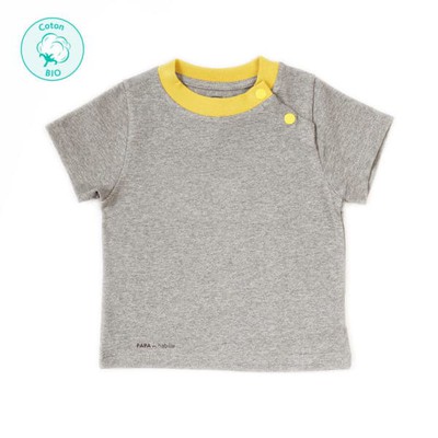 Tshirt bébé manches courtes coton bio "Coco" jaune moutarde