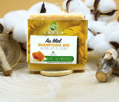 Shampoing solide bio tous types de cheveux lait de chèvre miel