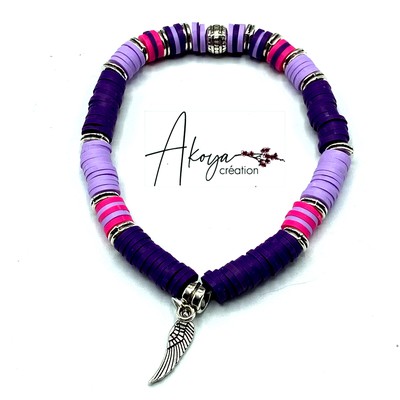 Bracelet Collection «HAMABE» Violet, Mauve & Fushia. Fabriqué en France