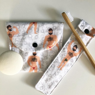 Lot Pochette à savon personnalisée et étui à brosse à dent - Adam