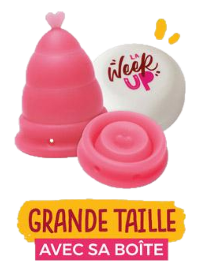 Coupe menstruelle bio et pliable de grande taille flux important