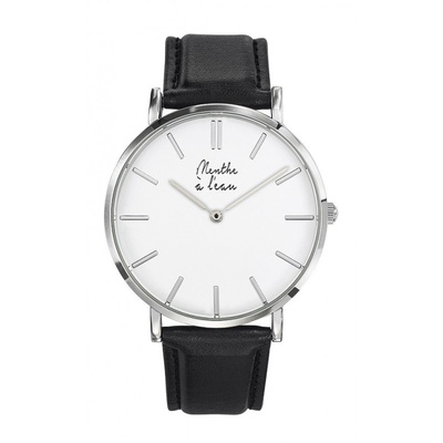 Montre homme made in france, la véritable, cuir noir, 162