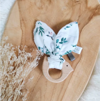 Hochet en bois naturel "Eucalyptus" oeko tex fabriqué en France