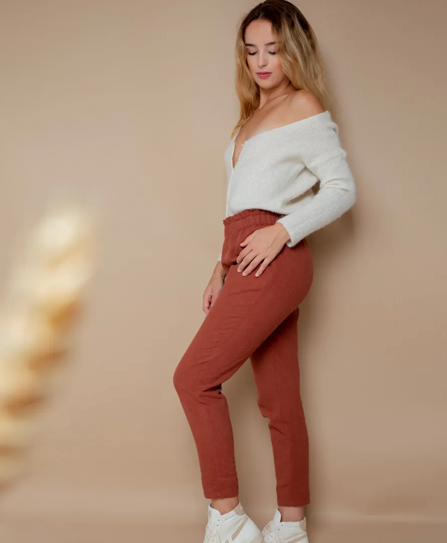 Pantalon Hellébore – Sépia - Lin - made in France - April et C