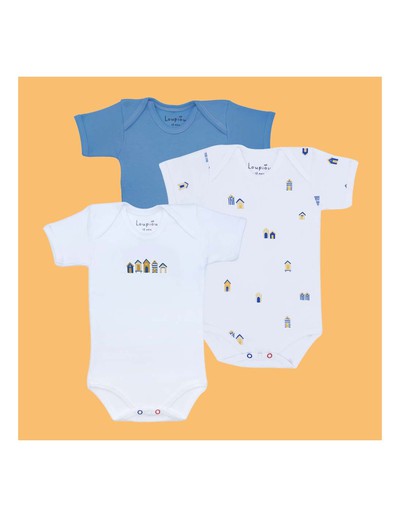 La Box Cabanes 3 body mixte manches courtes 100% coton oeko tex