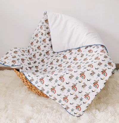 Couverture bébé molletonnée prénom brodé "Lapins" oeko tex