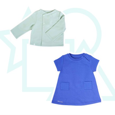 Ensemble de vêtements bébé en coton bio "L'accord gilet et robe"
