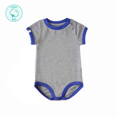 Body bébé marches courtes coton bio “Pirouette” bleu cobalt