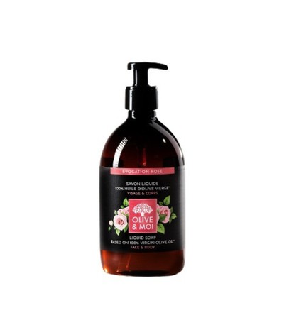 Savon liquide bio huiles d'olive parfum de rose de rose délicat