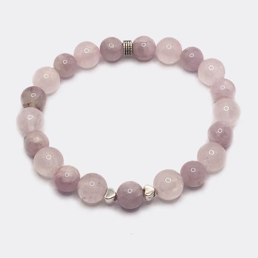 Bracelet kunzite et quartz rose pierres naturelles "Bonheur"