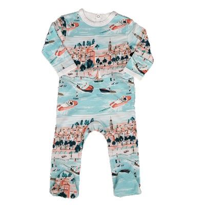 Pyjama 1 pièce enfant unisexe imprimé riviera 100% coton GOTS