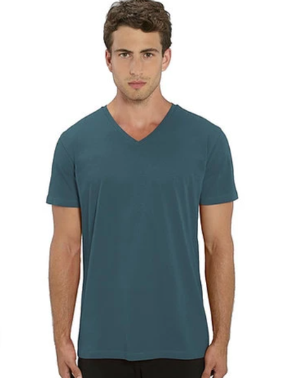 T-shirt Homme col V bleu stargazer en coton BIO
