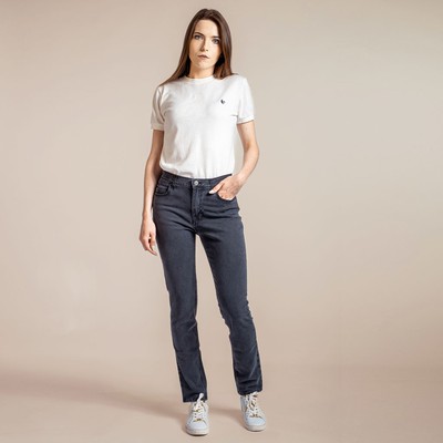 Pantalon femme anthracite coupe ajustée fabriqué en France