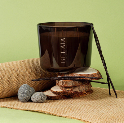 Bougie végétale Vanille, 200h, parfum de grasse, rechargeable, Belaia