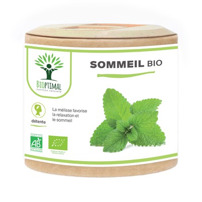 Sommeil Bio - Bioptimal - Complément alimentaire - Mélatonine Naturelle - 4 Plantes pour Dormir - Insomnie Stress Nuit Agitée - 230 mg / gélule - Fabriqué en France - Certifié Ecocert - 60 gélules