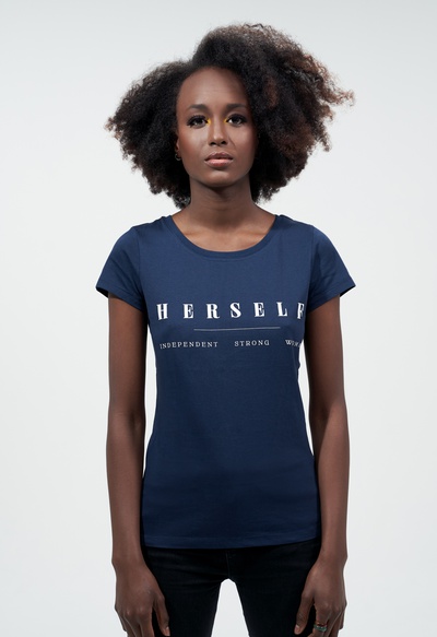T-SHIRT BLEU MARINE EN COTON BIO, NAVY HERSELF 