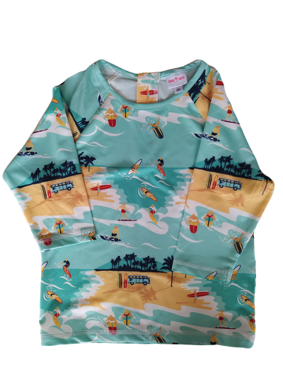 T shirt enfant "Surfeur" tissu imprimé anti UV 