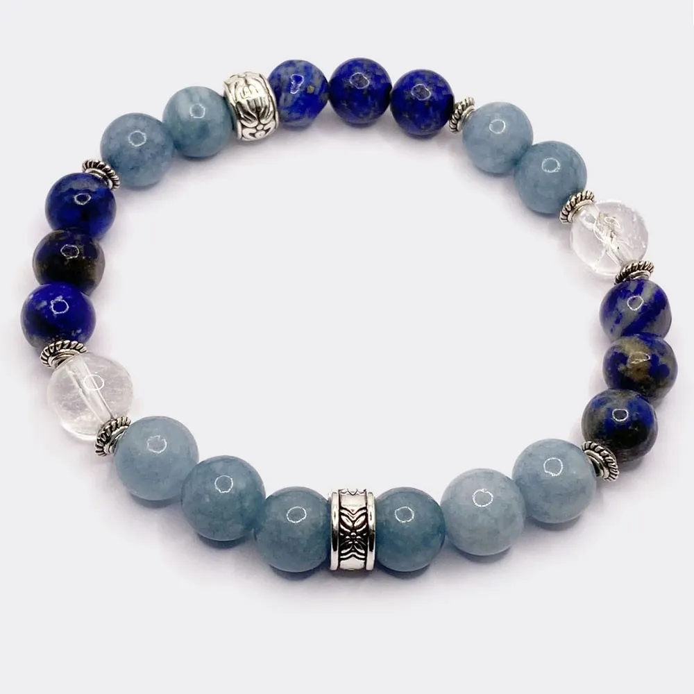 Bracelet lapis lazuli cristal roche pierres naturelles "Communication"