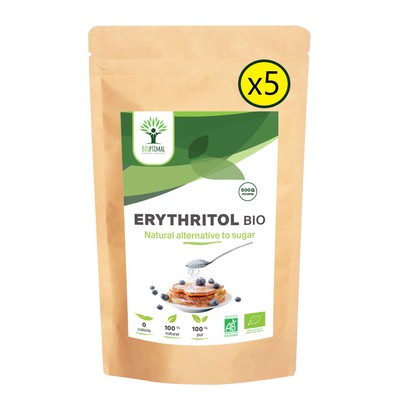 Erythritol Bio, zéro sucre, zéro calorie, 2kg Bioptimal