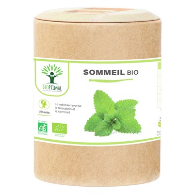 Sommeil Bio - Bioptimal - Complément alimentaire - Mélatonine Naturelle - 4 Plantes pour Dormir - Insomnie Stress Nuit Agitée - 230 mg / gélule - Fabriqué en France - Certifié Ecocert - 200 gélules